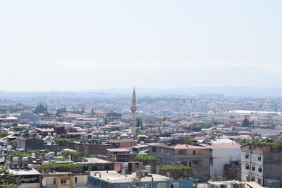 High angle view of townscape against sky