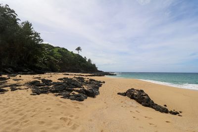 Scenic view of beach against sky