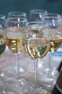 Close-up of wine glass on table