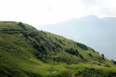 Scenic view of mountains against clear sky