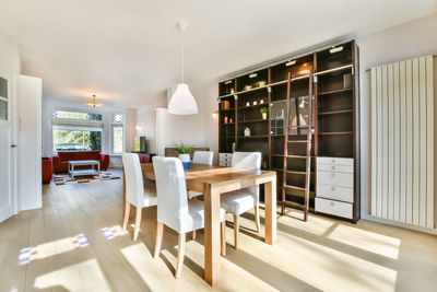 Empty chairs and table at home