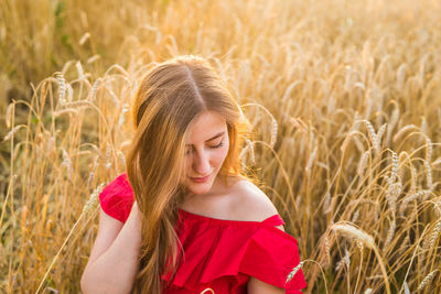 Portrait of girl in wheat field