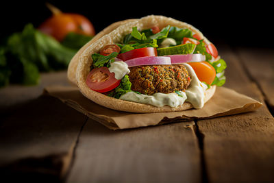 Close-up of food on table