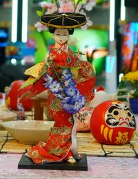 Close-up of toys on table