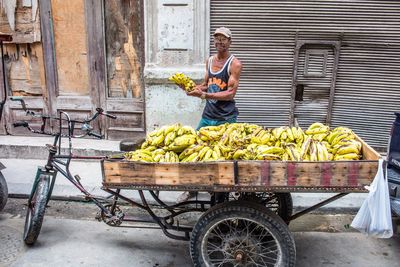 Directly above shot of man with fruits