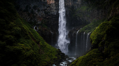 Scenic view of waterfall in forest