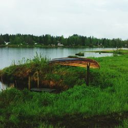 Scenic view of lake against sky