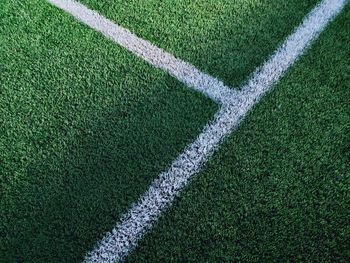 High angle view of soccer field