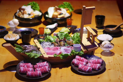 High angle view of food on table