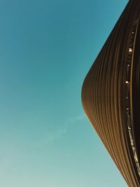 Low angle view of building against clear blue sky