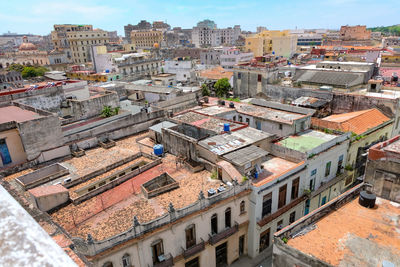 High angle view of townscape against sky