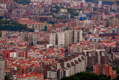 High angle view of buildings in city