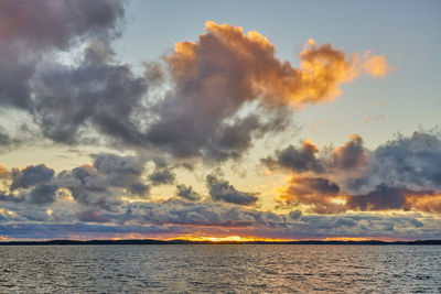 Scenic view of sea against sky during sunset