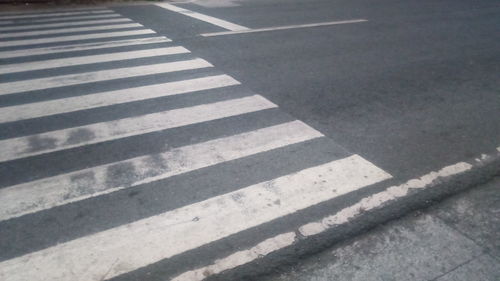 High angle view of zebra crossing on road