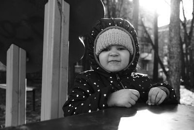 Portrait of cute boy wearing hat