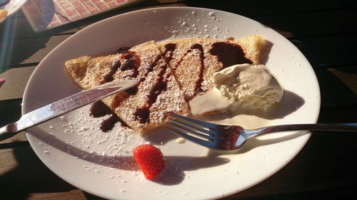 High angle view of pastry in plate