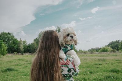 View of a dog on field