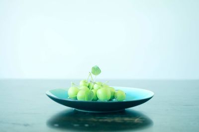 Close-up of fruits in bowl on table