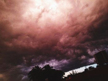 Low angle view of storm clouds over dramatic sky