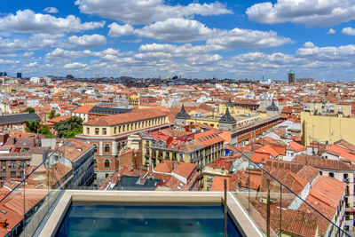 Rooftop view of madrid downtown in a sunny day, madrid, spain