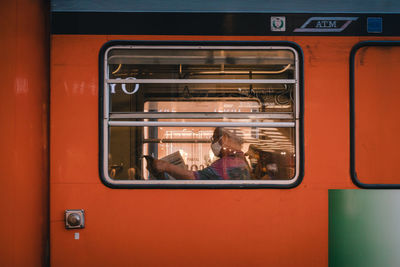 Close-up of train window