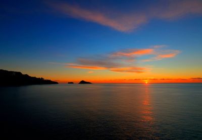 Scenic view of sea at sunset