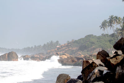 Scenic view of sea against clear sky