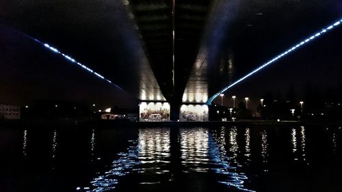 Bridge over river at night