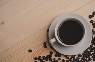 High angle view of coffee on table