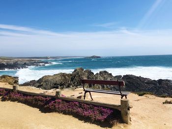 Scenic view of beach against sky