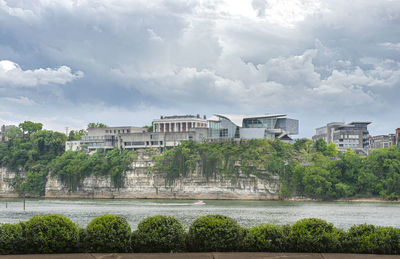 Chattanooga, tennessee skyline from across the tennessee river, usa on a cloudy day