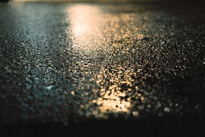 Surface level of wet road