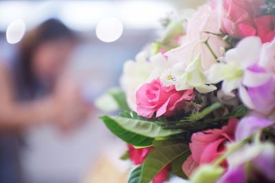 Close-up of pink rose bouquet