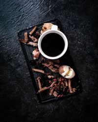 High angle view of coffee cup