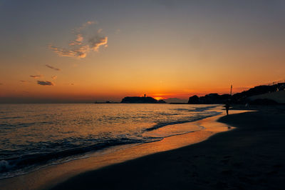 Scenic view of sea against sky during sunset