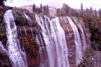 Scenic view of waterfall in forest