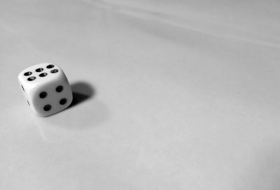 High angle view of camera on table