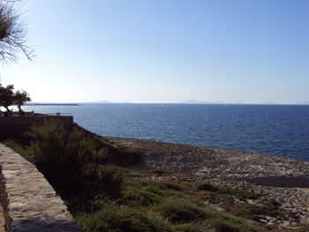 Scenic view of sea against clear sky