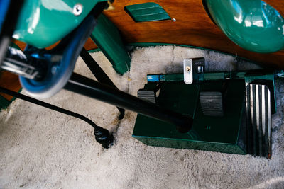 High angle view of electric lamp on table