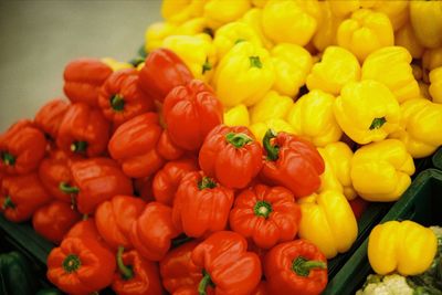 Close-up of bell pepper for sale at market stall