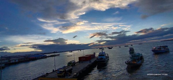 Panoramic view of sea against sky during sunset