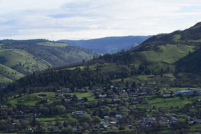 High angle view of townscape against sky