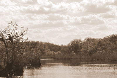 Scenic view of lake against sky