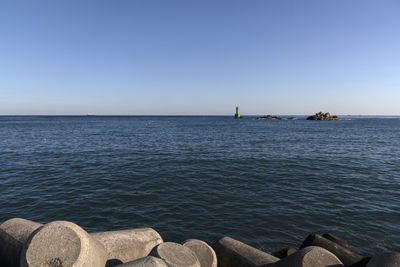 Scenic view of sea against clear sky