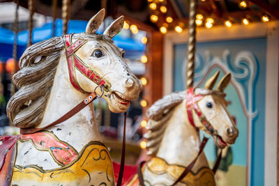 Close-up of carousel in amusement park