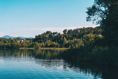 Scenic view of lake against sky