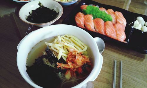 Close-up of food served in plate