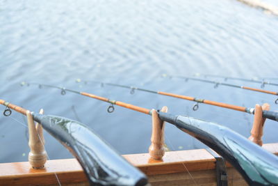 Close-up of boat sailing on sea