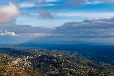 High angle view of cityscape against sky