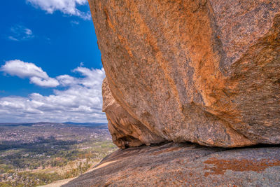 Rock formation on land against sky